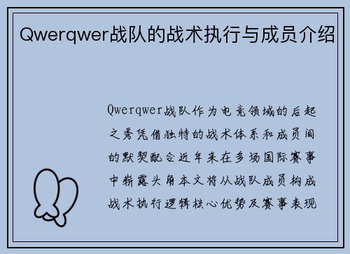 Qwerqwer战队的战术执行与成员介绍